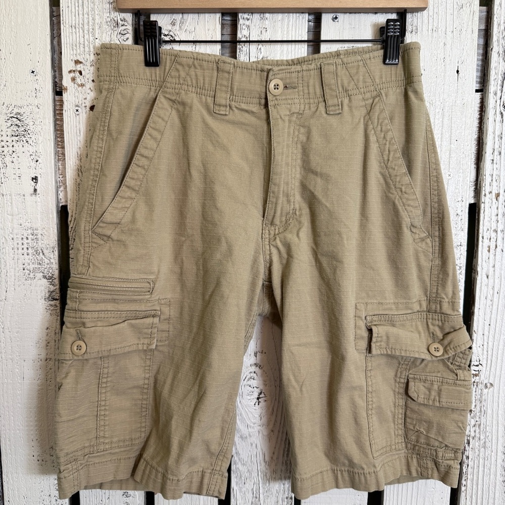 WearFirst Free Band‎ Cargo Shorts Men's Size 30 Khaki Tan Stretch Pockets Casual